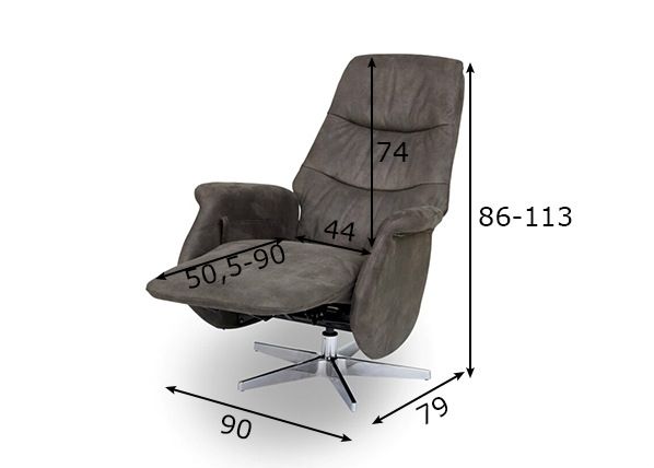 Mekanismituoli Recliner Delta mitat