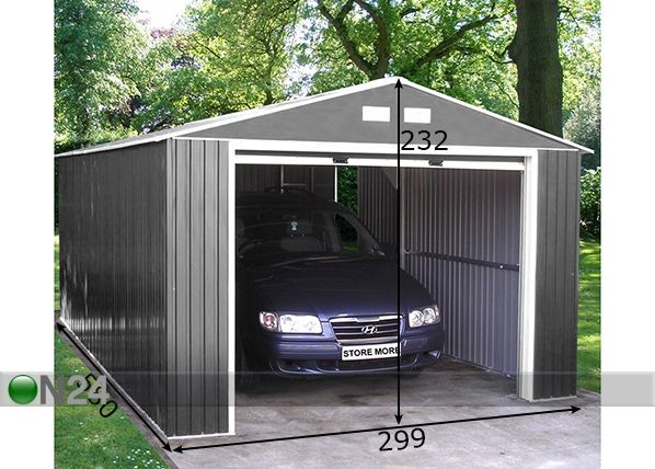 Metallinen autokatos/puutarhasuoja 17m² mitat
