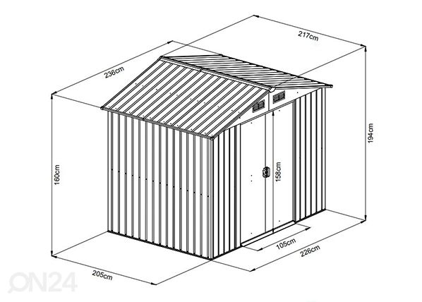 Metallinen pihavarasto 4,63 m² mitat