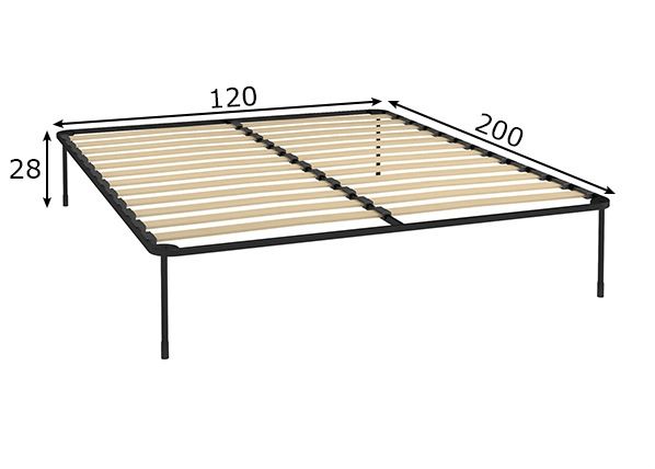 Metallirunkoinen sängynpohja 120x200 cm mitat