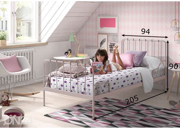 Metallisänky Alice 90x200 cm mitat