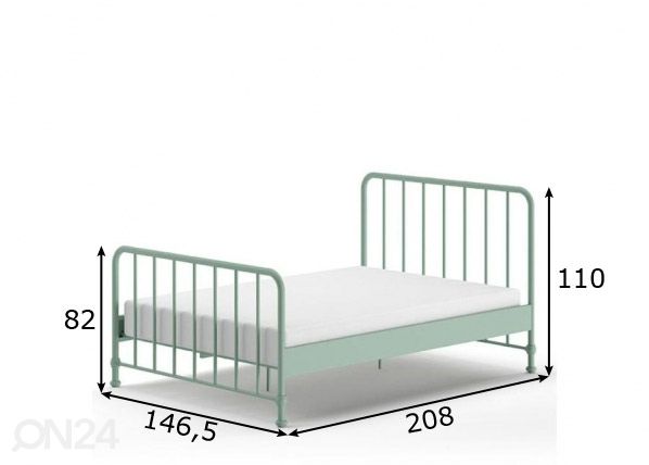 Metallisänky Bronxx 140x200 cm mitat