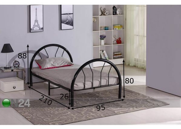 Metallisänky Camille 90x200 cm mitat