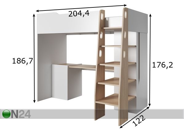 Monitoimisänky 90x200 cm mitat