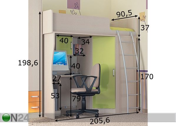 Monitoimisänky FRED mitat