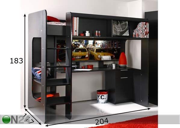 Monitoimisänky HITECH 90x200 cm mitat