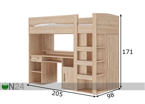 Monitoimisänky Montana 90x200 cm mitat
