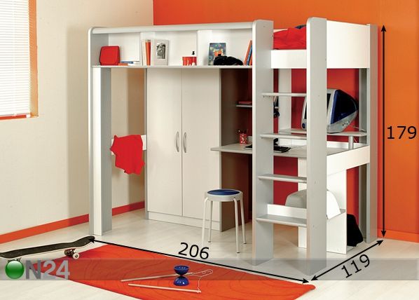 Monitoimisänky SPACE 90x200 cm mitat