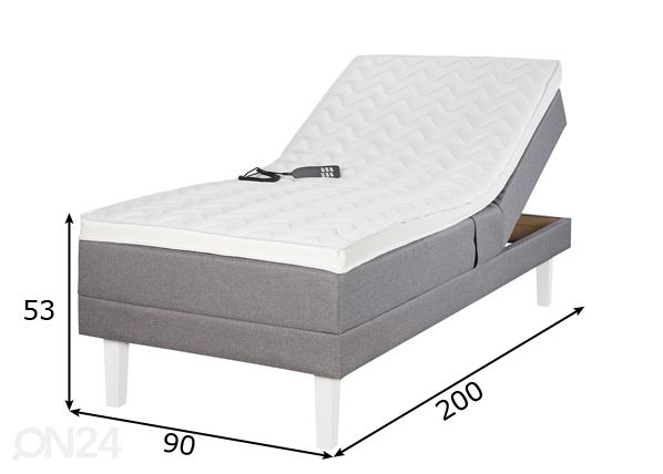 Moottorisänky Base 90x200 cm mitat