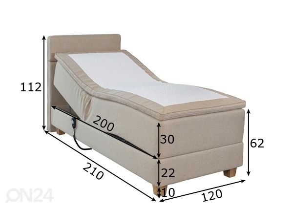 Moottoroitu sänky kaksinkertaisella jousituksella Hypnos Hermes 120x200 cm mitat