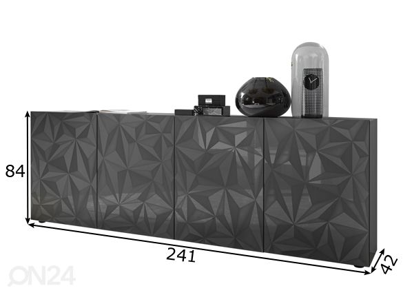 Musta lipasto Prisma 09, 241 cm mitat