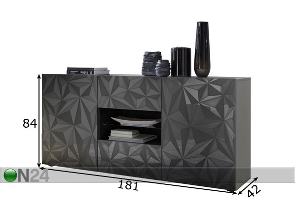 Musta lipasto Prisma 181cm mitat