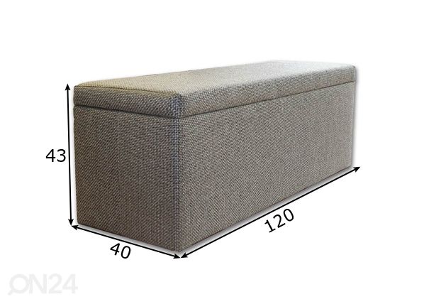 Nahkarahi säilytystilalla 120 cm mitat