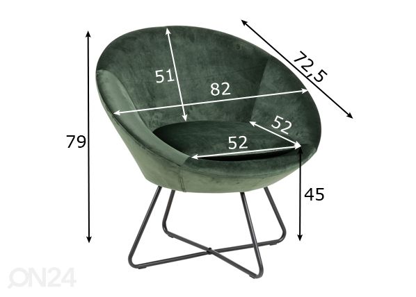 Nojatuoli Bristol mitat