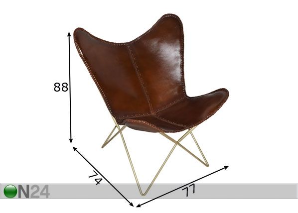 Nojatuoli Butterfly mitat