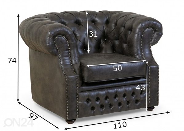 Nojatuoli Chesterfield mitat
