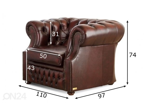 Nojatuoli Chesterfield mitat