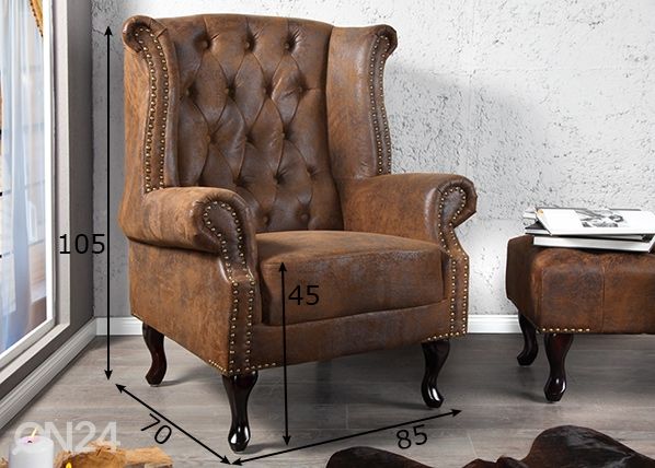 Nojatuoli Chesterfield mitat