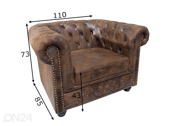 Nojatuoli Chesterfield mitat