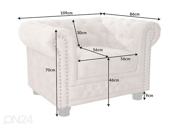 Nojatuoli Chesterfield mitat