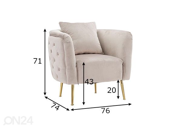 Nojatuoli Glam, harmaa/kullanvärinen mitat