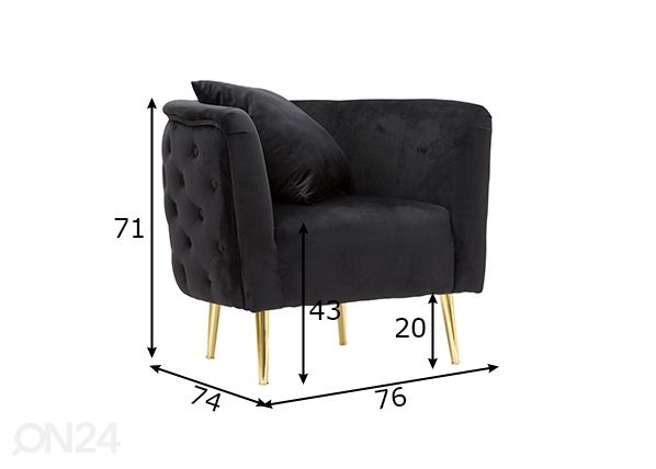 Nojatuoli Glam, musta/kullanvärinen mitat
