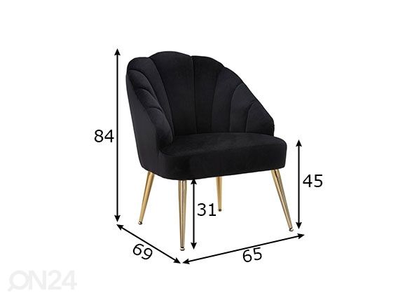 Nojatuoli Glam, musta/kullanvärinen mitat