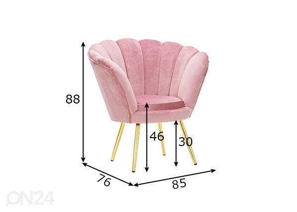 Nojatuoli Glam, vaaleanpunainen mitat