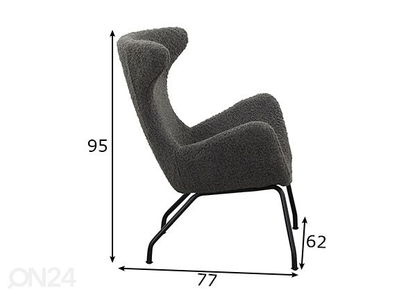 Nojatuoli, harmaa mitat