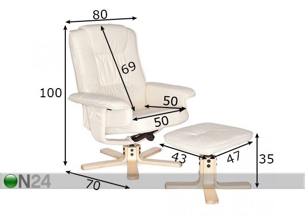 Nojatuoli ja rahi Comfort mitat