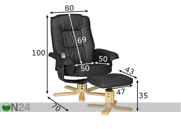Nojatuoli ja rahi Comfort mitat