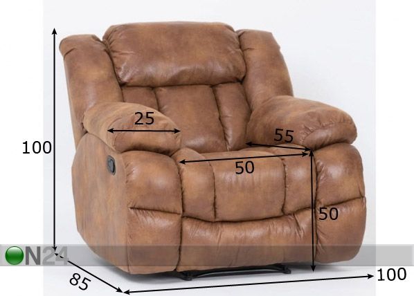 Nojatuoli jalkatukimekanismilla RECLINER mitat