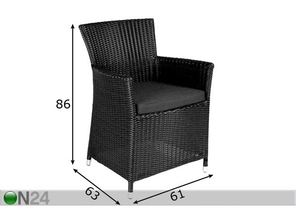 Nojatuoli WICKER mitat