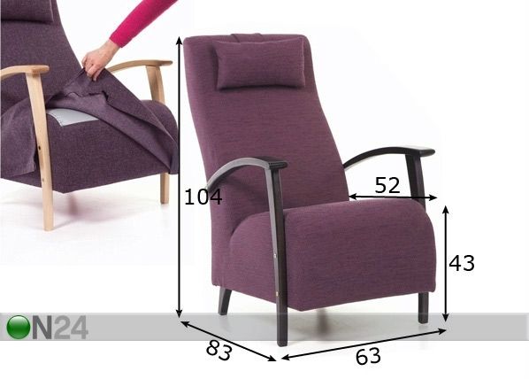 Nojatuoli Wiivi irrotettava päällinen mitat