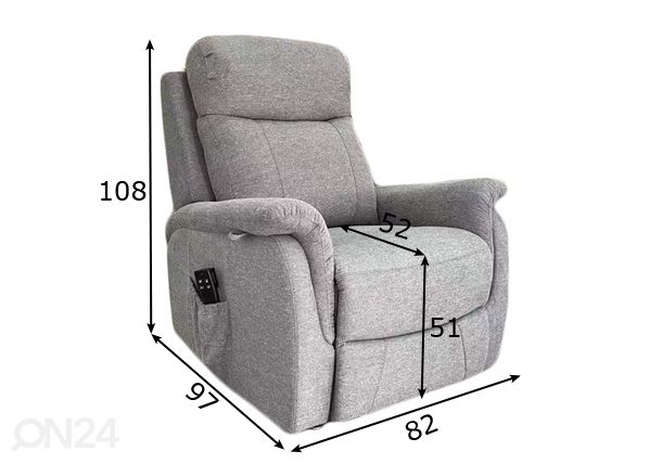 Nostoavusteinen Recliner Mekanismituoli Rubin mitat