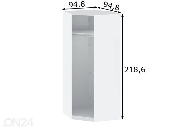 Nurkkakaapin runko SAVE h220 cm mitat