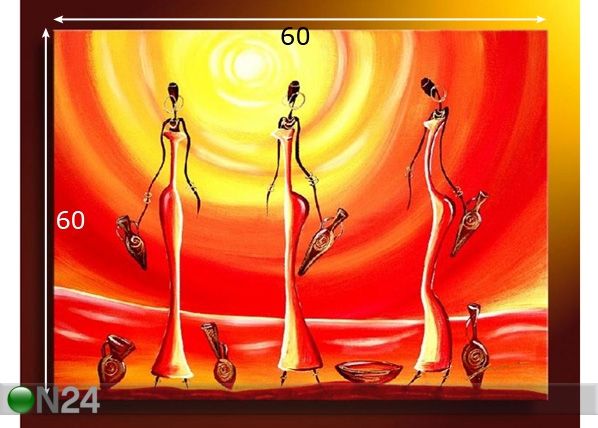 Öljymaalaus kankaalla AFRIKAN NAISET 60x60 cm mitat