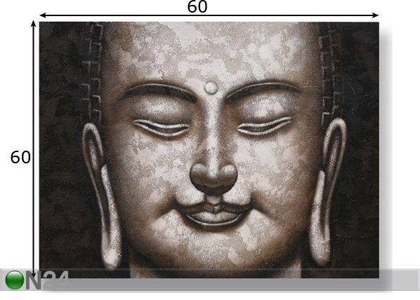 Öljymaalaus kankaalla BUDHA 60x60 cm mitat
