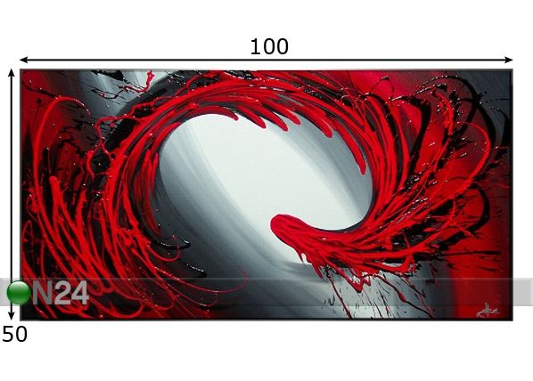 Öljymaalaus kankaalla DRAGON 50x100 cm mitat