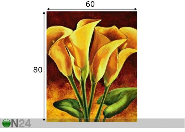 Öljymaalaus kankaalla KELTAISET KUKAT 80x60 cm mitat