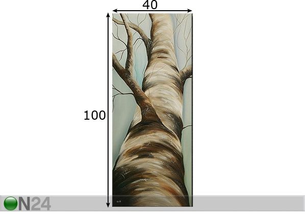 Öljymaalaus kankaalla KOIVU 100x40 cm mitat