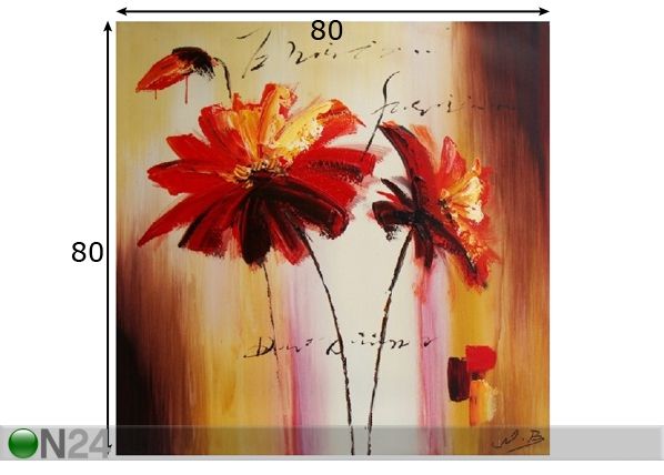 Öljymaalaus kankaalla RAIKKAUS 80x80 cm mitat