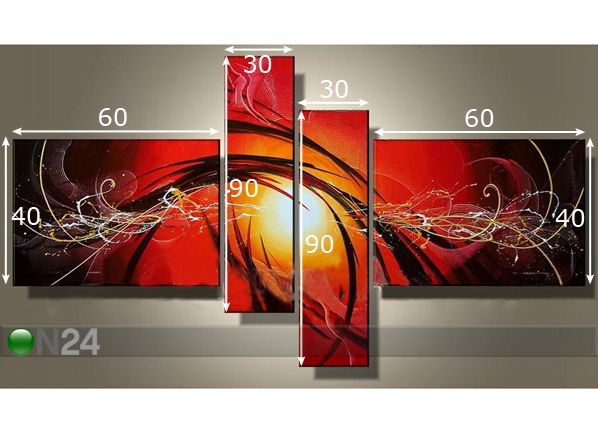 Öljymaalaus kankaalla SUNSET 110x180 cm mitat