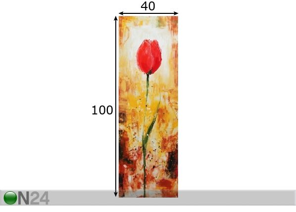Öljymaalaus kankaalla TULPPAANI 100x40 cm mitat