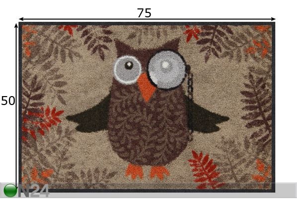Ovimatto Eule mit Monokel 50x75 cm mitat