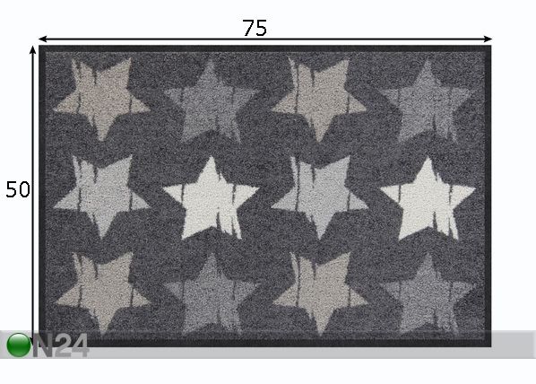 Ovimatto Wood Stars grey 50x75 cm mitat