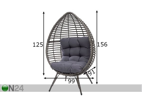 Parveketuoli EGG mitat