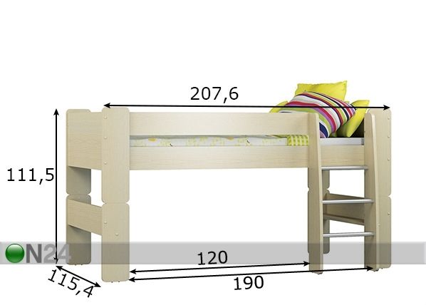 Parvisänky 90x200 cm mitat