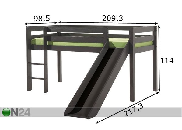 Parvisänky Pino 90x200 cm mitat