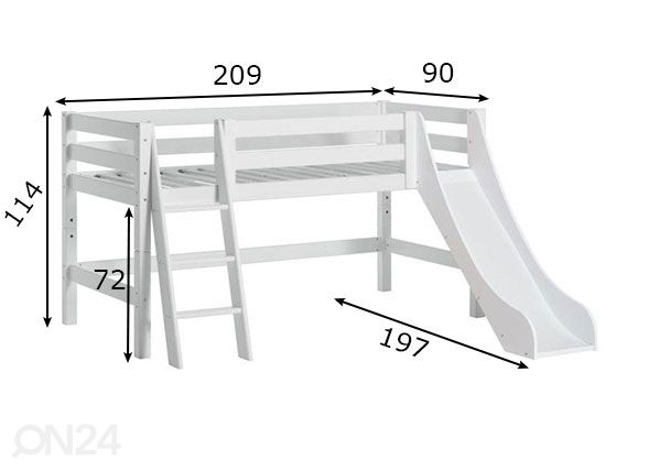 Parvisänky PREMIUM Premium 90x200 cm mitat